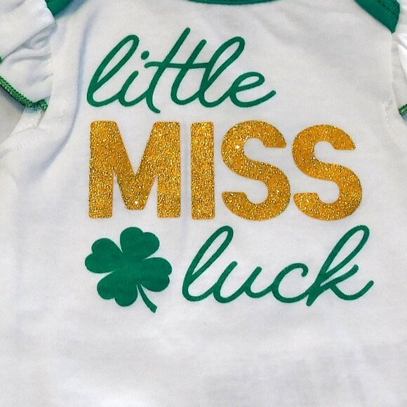 Baby Girl First St Patricks Day One Piece Little Miss Luck NB thru 12M NEW - Picture 2 of 2